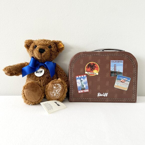 steiff Other - New! STEIFF Ritz Carlton Bear Plush In Suitcase Brown Embroidered Logo NWT